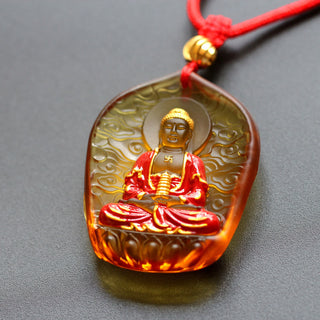 Buddha Gift Tibet Medicine Buddha Liuli Crystal Compassion Necklace Pendant