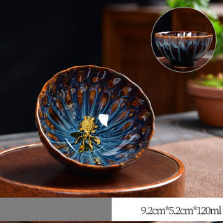 Buddha Gift Lotus Peacock Dragon Phoenix Koi Fish Ceramic Teacup Inlaid Tea Cups 120ml