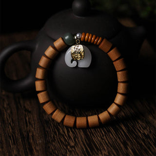 Buddha Gift Sandalwood Jade Elephant Protection Bracelet