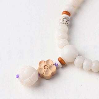 Buddha Gift Tibetan White Jade Bodhi Lotus Blessing Bracelet