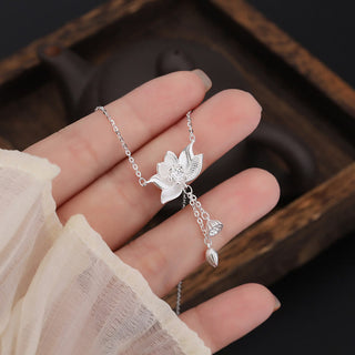 Buddha Gift 999 Sterling Silver Lotus Flower Pod Carved Enlightenment Necklace Pendant