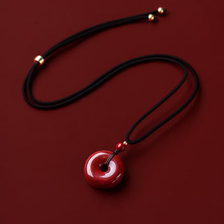 Buddha Gift Cinnabar Peace Buckle Calm Blessing Necklace Pendant