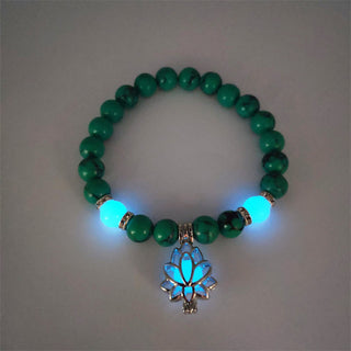 Buddha Gift Tibetan Turquoise Glowstone Luminous Bead Lotus Protection Bracelet