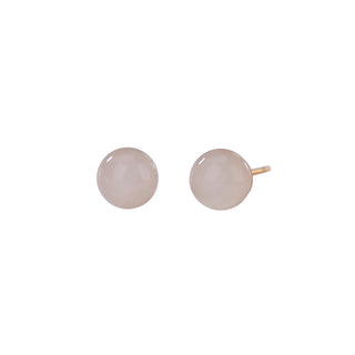Buddha Gift 925 Sterling Silver Round White Jade Blessing Stud Earrings
