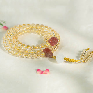 Buddha Gift 108 Mala Beads 925 Sterling Silver Natural Citrine Red Agate White Jade Prosperity Charm Bracelet