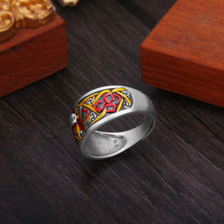 Buddha Gift 999 Sterling Silver Nine Tailed Fox Success Protection Ring