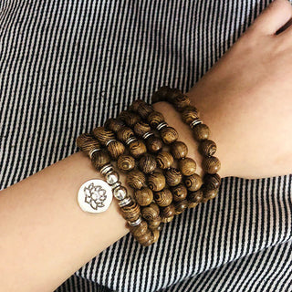 Buddha Gift Tibetan Lightning Strike Wood Bracelet Lotus Buddha Mala