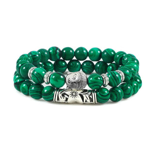 Buddha Gift 2Pcs Natural Crystal Agate Buddha Protection Bracelet