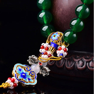 Buddha Gift Natural Green Agate Wrist Mala Success Charm Pocket Mala Car Decoration