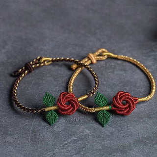 Buddha Gift Rose Flower Rope Eight Thread Peace Knot Luck Handmade Bracelet