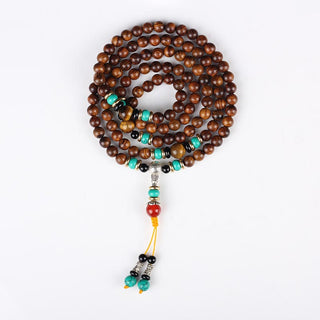 Buddha Gift 108 Beads Rosewood Tiger Eye Mala Healing Bracelet