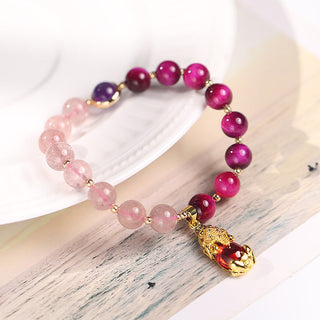 Buddha Gift Natural Strawberry Quartz Pixiu Love Bracelet