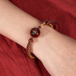 Buddha Gift Colorful Rope Cinnabar Thangka Blessing Braided Bracelet
