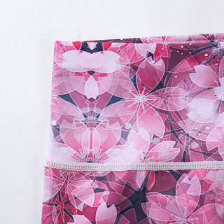 Buddha Gift Cherry Blossoms Sakura Lines Print Sports Yoga Cropped Leggings Women's Yoga Capri Pants