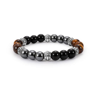 Buddha Gift Tiger Eye and Hematite Good Luck and Healing Bracelet
