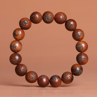 Buddha Gift Lightning Struck Jujube Wood Yin Yang Bagua Taoist Taboo Characters Engraved Protection Bracelet