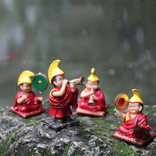 Buddha Gift Hand Painted Tibetan Lama Figures Carved Creative Home Office Car Decoration Ornament