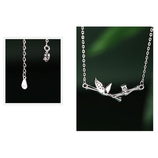 Buddha Gift Bamboo Leaf Design Copper Zircon Wealth Necklace Pendant