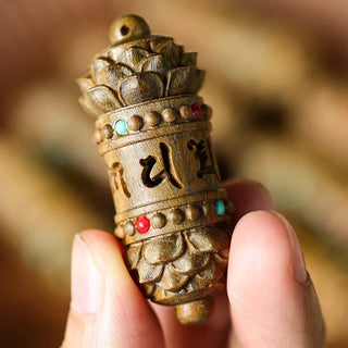 Buddha Gift Tibet Green Sandalwood Rosewood Om Mani Padme Hum Lotus Positive Soothing Necklace Pendant