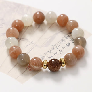 Buddha Gift Natural Sun Stone Gold Sandstone Wealth Positive Bracelet