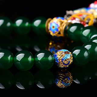 Buddha Gift Natural Green Agate Wrist Mala Success Charm Pocket Mala Car Decoration
