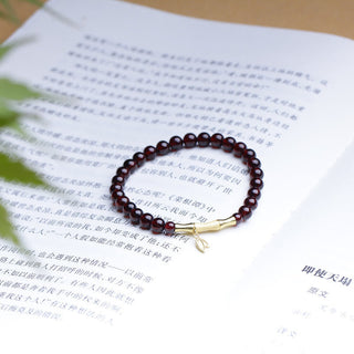 Buddha Gift 14K Copper Plated Gold 925 Sterling Silver Plated Gold Natural Garnet Bamboo Protection Bracelet