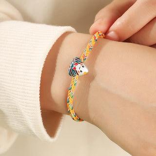 Buddha Gift 925 Sterling Silver Dragon Boat Festival Zongzi Pattern Luck Handmade Multicolored Rope Child Adult Bracelet