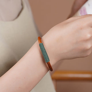 Buddha Gift Tibetan Leather Handmade Five Elements Luck Braid String Buckle Bracelet