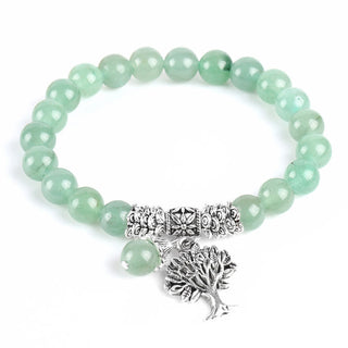 Buddha Gift Natural Gemstone Tree of Life Lucky Charm Stretch Bracelet