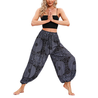 Buddha Gift Casual Loose Round Rose Pattern Harem Trousers Women's Yoga Pants