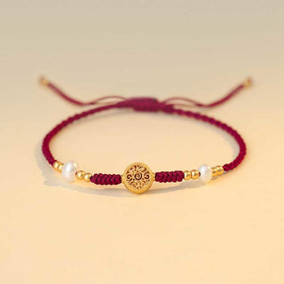 Buddha Gift Copper Coin Fortune Tree Luck Strength Braided Bracelet