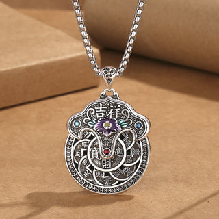 Buddha Gift Peony Flower Copper Coins Wealth Necklace Pendant