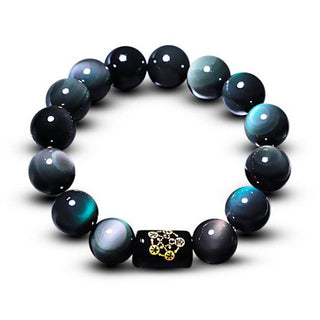 Buddha Gift Natural Rainbow Obsidian Positive Transformation Bracelet