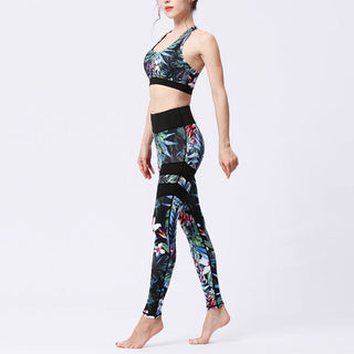 Buddha Gift 2Pcs Sunflower Flowers Leaves Print Top Pants Sports Fitness Yoga Women's Yoga Sets