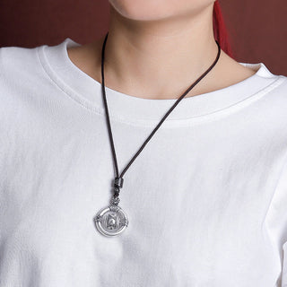 Buddha Gift 999 Sterling Silver Om Mani Padme Hum Engraved Wisdom Necklace Rope Pendant