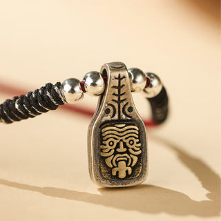 Buddha Gift Tibetan 925 Sterling Silver Zakiram Goddess of Wealth Protection Rope Necklace Pendant