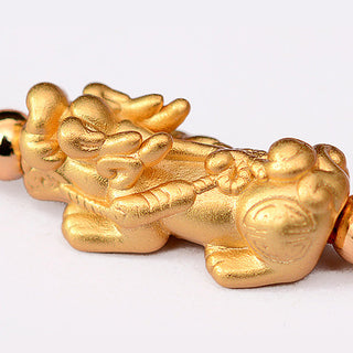 Buddha Gift 24K Gold-Plated PiXiu Luck Red String Bracelet