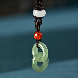 Buddha Gift Natural Hetian Cyan Jade White Jade Double Peace Buckle Success Necklace Pendant