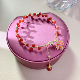 Buddha Gift Red Maple Leaf Luck Charm Bracelet