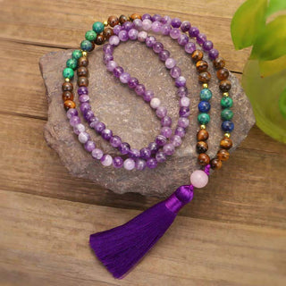 Buddha Gift Tibetan Amethyst Purify Bracelet Mala Set