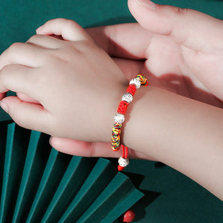 Buddha Gift 925 Sterling Silver King Kong Knot Multicolored Red String Strength Handmade Braided Kids Child Bracelet