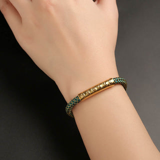 Buddha Gift Handmade 999 Sterling Silver Om Mani Padme Hum Protection Dragon Scale Braided Magnetic Buckle Bracelet