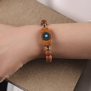 Buddha Gift Green Sandalwood Ebony Wood Sandalwood Om Mani Padme Hum Soothing Bracelet