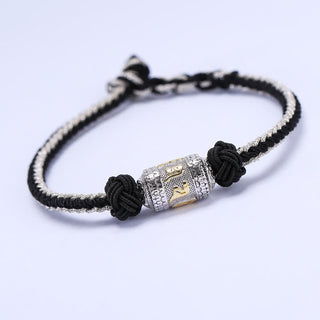 Buddha Gift 925 Sterling Silver Om Mani Padme Hum Prayer Wheel Luck Strength Red String Bracelet