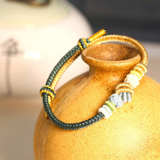 Buddha Gift Two-Color Rope Handcrafted Eight Thread Peace Knot Luck Connection Bracelet