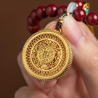 Buddha Gift Natural Cinnabar Wish Ruyi Peace Blessing Car Hanging Decoration