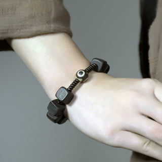 Buddha Gift Tibetan Ebony Wood Dzi Bead Strength Bracelet
