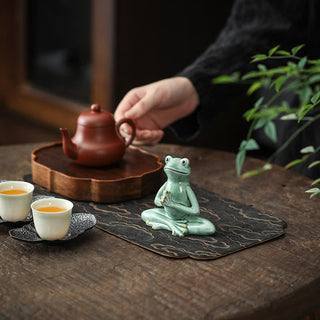 Buddha Gift Meditating Ceramic Zen Frog Statue Decoration