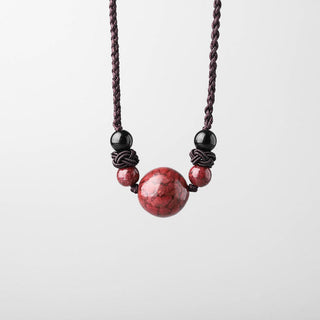 Buddha Gift Natural Cinnabar Stones Bead Blessing Necklace Pendant