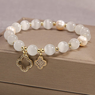 Buddha Gift Cat's Eye Lovely Cat Pattern Pearl Love Charm Bracelet